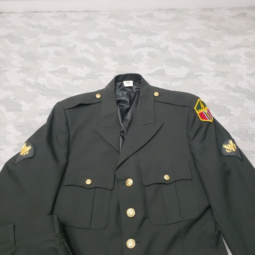 Vintage US Army Suit Green Uniform Men 42 XL 32L AG-489 Wool Coat Trousers